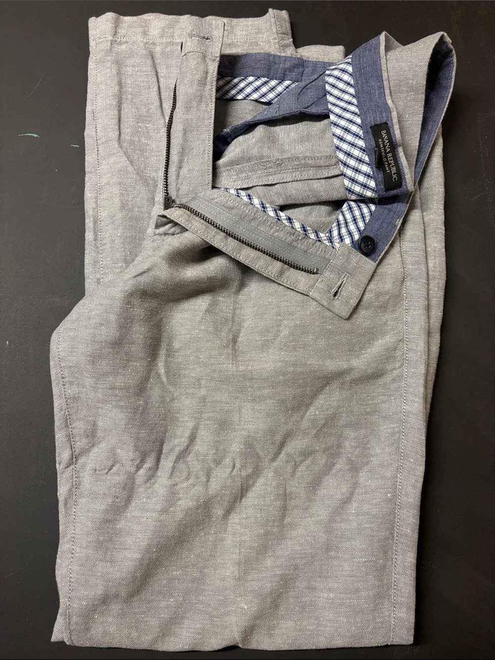 Banana Republic Kentfield Men's Light Gray Linen Pants